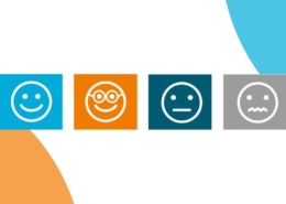 Zwischen Faszination und Unsicherheit. 4 Smileys, die den Weg in die Lernzone symbolisieren.