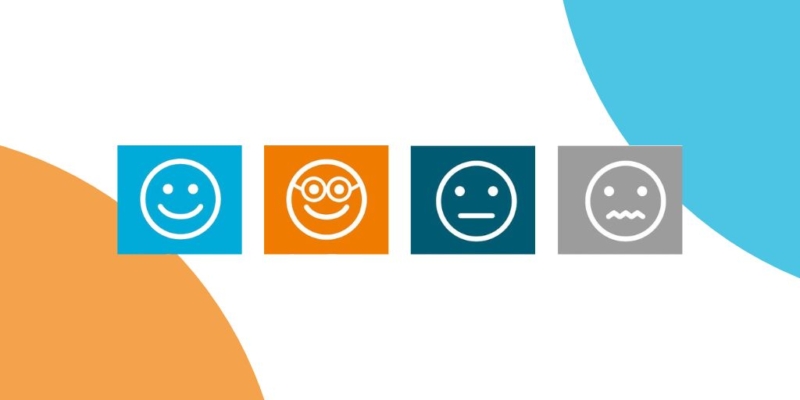 Zwischen Faszination und Unsicherheit. 4 Smileys, die den Weg in die Lernzone symbolisieren.